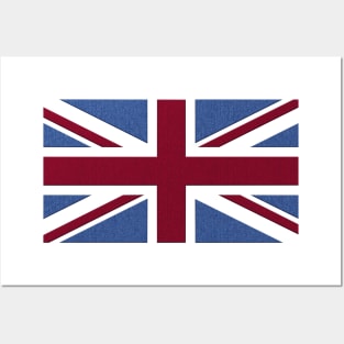 Denim style Union Flag (UK, Britain, British) Posters and Art